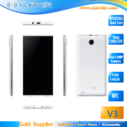 Inew V3 Mtk6582 Quad Core Mobile Phone 5.0'' IPS Screen 1g RAM 16g ROM Android 4.2 13MP Camera Nfc OTG 6.5mm